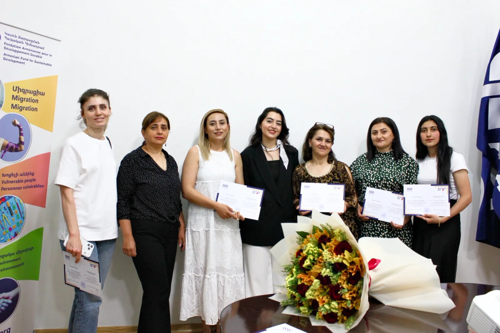 Graduates of the Career Empowerment Training Course holding their certificates, Armenia